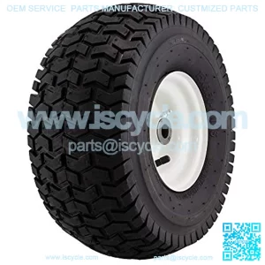 20346 15x6.50-6" Pneumatic (Air Filled) Lawnmower Tire on Wheel, SINGLE, Black & White