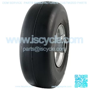 01014 9x3.50-4" Flat Free Lawnmower Tire on Wheel, pack of 1, 4" Centered Hub, 3/4" Bushings