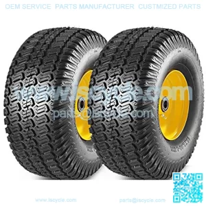 2 Pcs Lawn Mower Tires 15x6.00-6 with Wheel for Riding Mowers, 3" Offset Hub Long with 3/4" bearings(WILL NOT FIT ON TRAILERS)