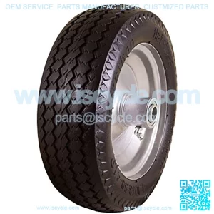 4.10/3.50-4" Flat Free, All Purpose Utility Tire on Wheel, 3.5" Centered Hub, 5/8" Bearings
