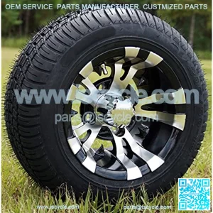 10" Black GOLF CART WHEELS AND 205/50-10 LOW PROFILE GOLF CART TIRES COMBO - SET OF 4