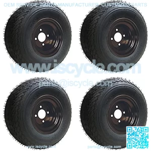 18x8.50-8 GTX OEM Golf Cart BLACK Wheels and Golf Cart Tires Combo - Set of 4