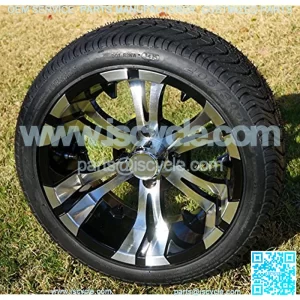 14" Black Aluminum Wheels and 205/30-14" DOT Street Golf Cart Tires - Set of 4