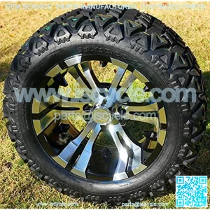 14" Black Aluminum Wheels and 23x10-14" DOT All Terrain Golf Cart Tires Combo - Set of 4