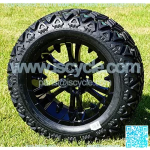 14" Vampire GloBlack Aluminum Wheels and 23X10-14 All Terrain Tire Combo - Set of 4