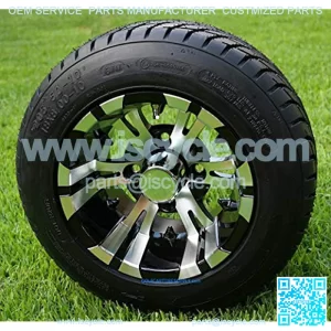 10" VAMPIRE Golf Cart Wheels and 205/50-10 DOT Low Profile Golf Cart Tires Combo - Set of 4