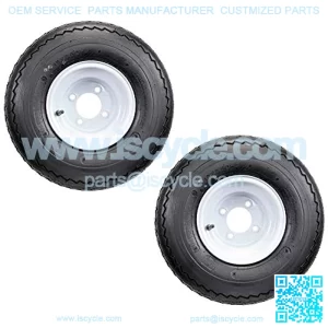 Two Golf Cart Tires On Rims 18 X 8.5 X 8 18-850-8 18X8.50-8 White 4 Lug 18 in.