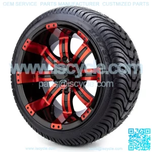 12" Red and Black - Tires and Wheels Combo