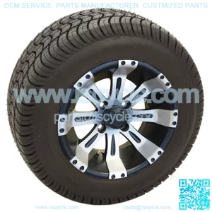 10" Machined Matte Black Wheels with Street Low Profile Tire Options Combo