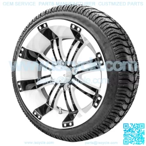 14" Black White SS Wheels with Street Low Profile Tire Combo
