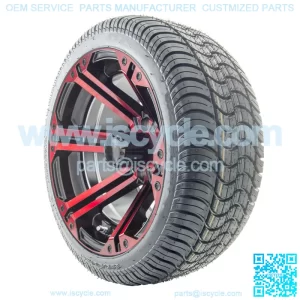 14" RX354 Black and Red Wheels and Tires Combo