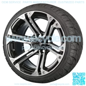 14" Machined Black Wheels with Street Low Profile Tire Options Combo