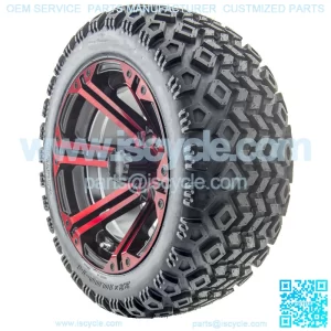 14" RX354-BR Black and Red Wheels and Lifted Tires Combo