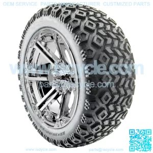 14" RX352 Chrome Wheels and Lifted Tires Combo