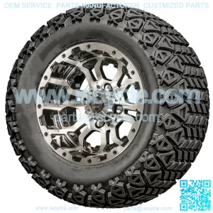 12" Machined Black Wheels with Lifted Tire Options Combo