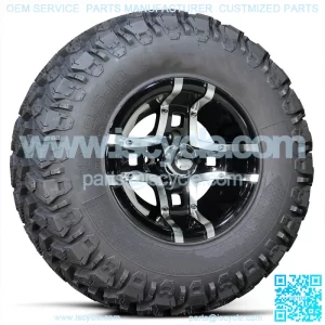 Alloys 10" Machined Black Wheels with Hammer Tire Combo