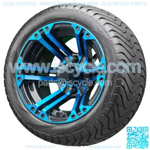 12" TIR-RX334-BBL Blue and Black Wheels and Tires Combo