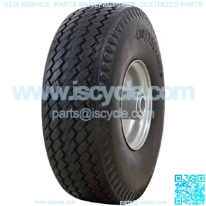 4.10/3.50-4" Flat Free, All Purpose Utility Tire on Wheel, 3.5" Centered Hub, 3/4" Bearings