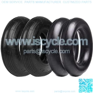 (2-Set) 4.80/4.00-8" Tire and Inner Tube Set - Universal Replacement Tires and Inner Tubes with 15.5" Outer Tire Diameter and 4.80" Tire Width - Fits on Dollies, Trolleys, Wagons, and More