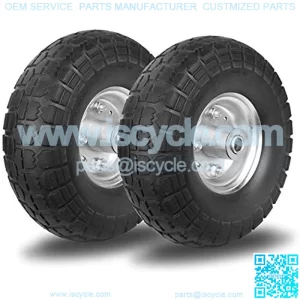 10" Flat Free Tires with 5/8" Center Bearings, Solid Rubber Tires Wheels for Hand Truck/Dolly/Garden Wagon/Generator/Wheelbarrow