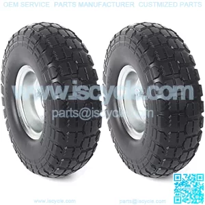 (2-Pack) 10-Inch Solid Rubber Tires and Wheels - Replacement 4.10/3.50-4?? Tires and Wheels with 5/8?? Axle Bore Hole, and Double Sealed Bearings - Perfect for Gorilla Carts