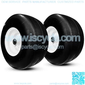 2 New 13x6.50-6 Flat-Free Commercial Lawn Mower Smooth Tire with Steel Rim for Lawn Mower Garden Tractor - Hub 4"-7.1" 5/8" or 1/2" Precision Bearing 136506 T161Heavy Duty