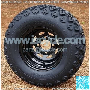 10" Black Steel Golf Cart Wheels and 20x10-10 DOT All Terrain Golf Cart Tires - Set of 4