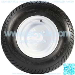 205/65-10 LRE 10 PR Bias Trailer Tire on 10" 5 Lug White Steel Trailer Wheel