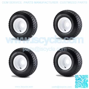 Set of 4 Golf Cart 18x8.50-8 6 Ply Traction Tires mounted on 8" White Wheels