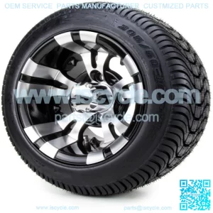 10" Vampire Machined and Black Golf Cart Wheels and Tires (205-50-10) - Set of 4
