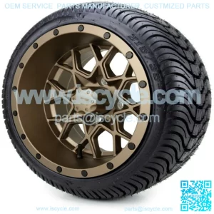 12" Matte Bronze Golf Cart Wheels and Tires (215-35-12) - Set of 4