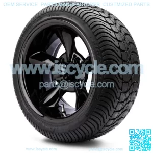 12" Godfather Gloss Black Golf Cart Wheels and Tires (215-35-12) - Set of 4