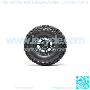 Set of 4 10" Matte Black Golf Cart Wheels on 22" All Terrain Tires