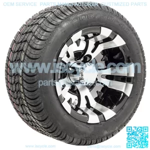 Set of 4 - 14 inch Vampire Machined Golf Cart Wheels on Street Tires