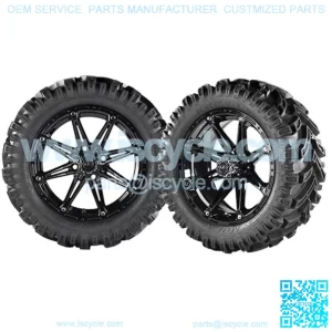 14" Black Gloss Golf Cart Wheels with 23" Mud Tires - Set of 4