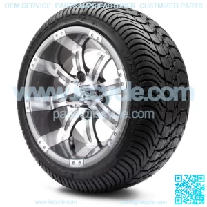 12" Gunmetal Golf Cart Wheels and Tires (215-35-12) - Set of 4