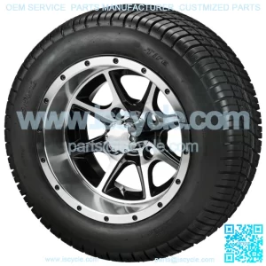 4 Golf Cart 215/50-12 Tires on  12x7 Black/Machined Azusa  Wheels
