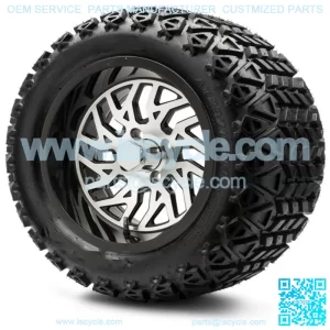 14" Carnage Machined Black Golf Cart Wheels and Tires 23x10.00-14 Set of 4