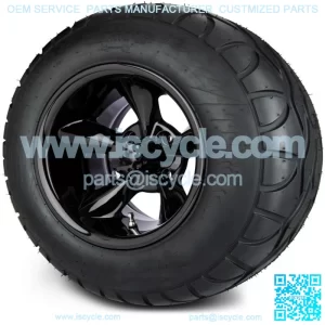 12" Godfather Glossy Black Golf Cart Wheels and Radial Tires (23x10-12)