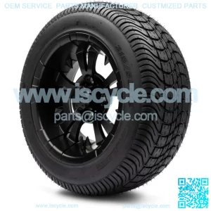 12" Vampire Matte Black Golf Cart Wheels and Tires (215-50-12) Set of 4