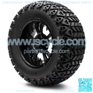 12" Vampire Matte Black Golf Cart Wheels and Tires (23x10.50-12) Set of 4