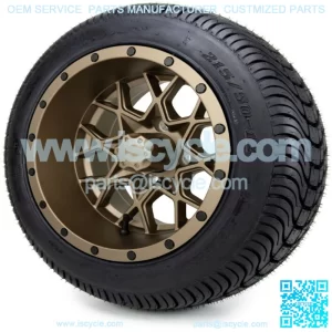 12" Matte Bronze Golf Cart Wheels and Tires (215-50-12) - Set of 4