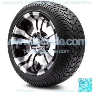 12" Vampire Machined & Black Golf Cart Wheels and Tires (215-35-12) Set of 4