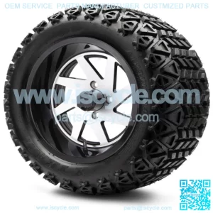 14" Fury Machined Black Golf Cart Wheels and Tires 23x10.00-14 Set of 4