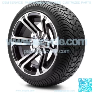 Golf Cart Wheels and Tires Combo - 12" Enforcer Machined/Black - Set of 4