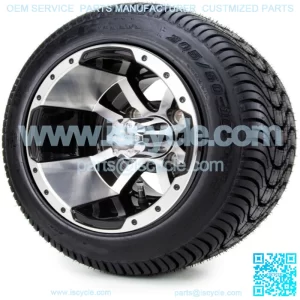10" Machined & Black Golf Cart Wheels & Tires (205-50-10) Set of 4