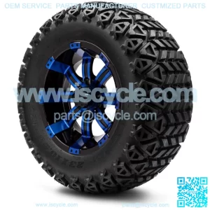 12" Blue and Black Golf Cart Wheels and Tires (23x10.50-12) Set of 4