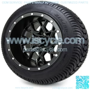 12" Matte Black Golf Cart Wheels and Tires (215-50-12) - Set of 4