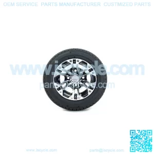 Set of 4 10" Black/Machined Golf Cart Wheels & 205/50-10 (18") Tires