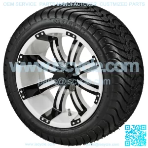 4 Golf Cart 215/35-12 Radial Tires on 12x7 White/Black Wheels